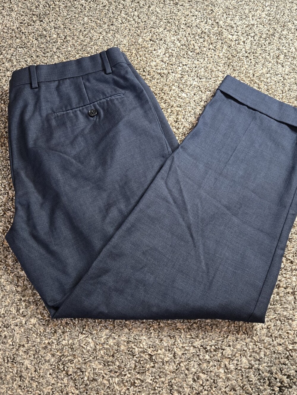 Jos A Bank Slim Fit Traveler Dress Pants Mens 35 Regular Navy Blue 100% Wool